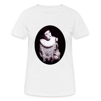 Pierrot mit Rose - Frauen T-Shirt atmungsaktiv - Weiß - Vorne - AI Model Female 172 dark (172cm)