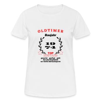 Baujahr 1974 - Frauen T-Shirt atmungsaktiv - Weiß - Vorne - AI Model Female 172 dark (172cm)
