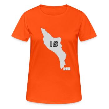IØ, série Ile d'Oléron - T-shirt respirant Femme - orange néon - Devant - AI Model Female 172 dark (172cm)