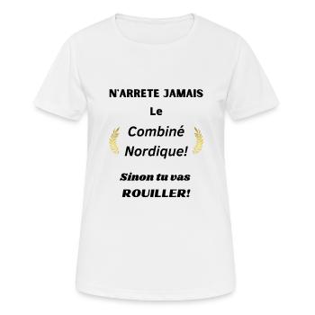 n'arrête jamais le combiné nordique - T-shirt respirant Femme - blanc - Devant - AI Model Female 172 dark (172cm)