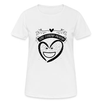 Lebe liebend lachend - Frauen T-Shirt atmungsaktiv - Weiß - Vorne - AI Model Female 172 dark (172cm)