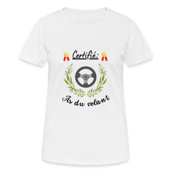 Certifié : As du volant - T-shirt respirant Femme - blanc - Devant - AI Model Female 172 dark (172cm)