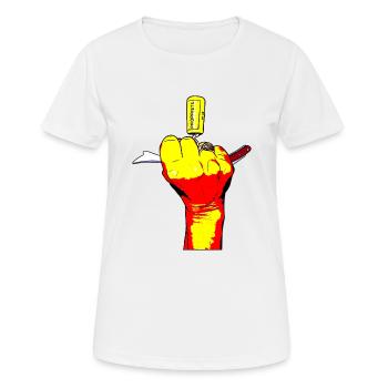 Bad Girl Hand mit gelbem Korkenzieher - Frauen T-Shirt atmungsaktiv - Weiß - Vorne - AI Model Female 172 dark (172cm)