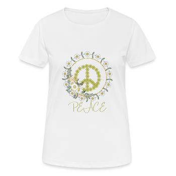 Peace and Flower - Women's Breathable T-Shirt - white - Front - AI Model Female 172 dark (172cm)