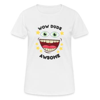 wow dude - Women's Breathable T-Shirt - white - Front - AI Model Female 172 dark (172cm)