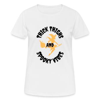 Thick thighs and spooky vibes - Women's Breathable T-Shirt - white - Front - AI Model Female 172 dark (172cm)
