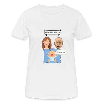 wir wollen schlafen - Frauen T-Shirt atmungsaktiv - Weiß - Vorne - AI Model Female 172 dark (172cm)