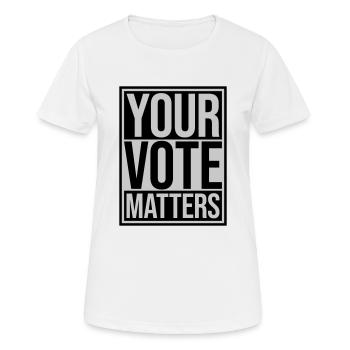 votre vote compte citation - T-shirt respirant Femme - blanc - Devant - AI Model Female 172 dark (172cm)