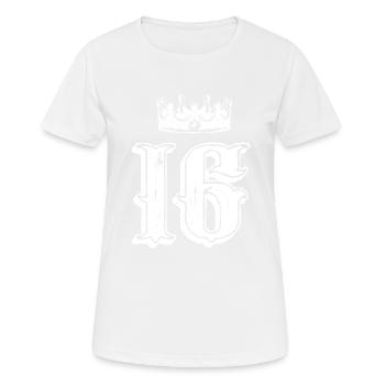 16 Zahl Krone - Frauen T-Shirt atmungsaktiv - Weiß - Vorne - AI Model Female 172 dark (172cm)