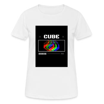 Cube - Frauen T-Shirt atmungsaktiv - Weiß - Vorne - AI Model Female 172 dark (172cm)