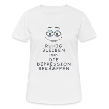 Depression bekämpfen - Frauen T-Shirt atmungsaktiv - Weiß - Vorne - AI Model Female 172 dark (172cm)