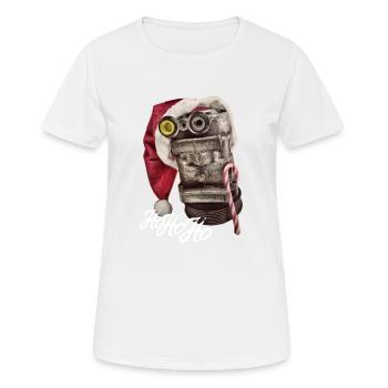 Pièces de voiture HoHoHo avec chapeau de Noël - T-shirt respirant Femme - blanc - Devant - AI Model Female 172 dark (172cm)