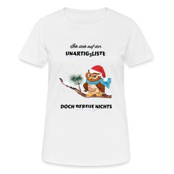 Cheeky owl on Santa's naughty list - Women's Breathable T-Shirt - white - Front - AI Model Female 172 dark (172cm)