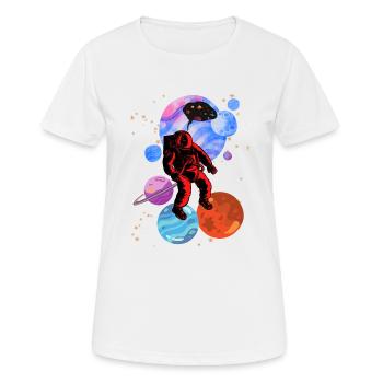 Astronaut Stencil-Stile - Frauen T-Shirt atmungsaktiv - Weiß - Vorne - AI Model Female 172 dark (172cm)