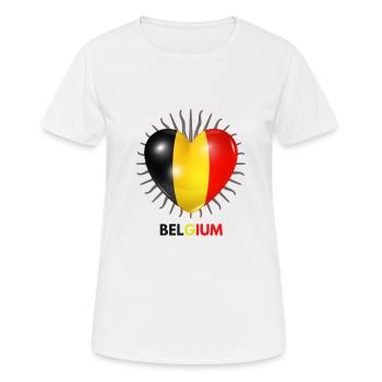 Articles de fans cool adaptés à la Coupe du Monde pour la Belgique - T-shirt respirant Femme - blanc - Devant - AI Model Female 172 dark (172cm)
