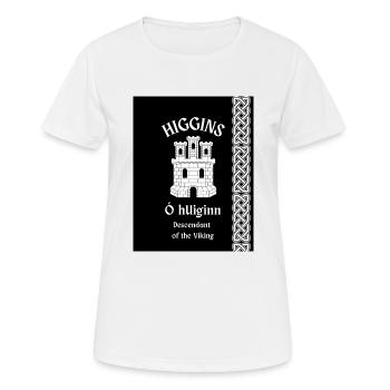 Higgins Surname - Women's Breathable T-Shirt - white - Front - AI Model Female 172 dark (172cm)