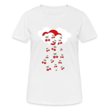 Pluie de cerises - T-shirt respirant Femme - blanc - Devant - AI Model Female 172 dark (172cm)