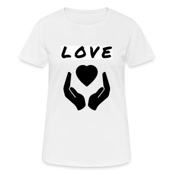 L’amour dans ma main - T-shirt respirant Femme - blanc - Devant - AI Model Female 172 dark (172cm)