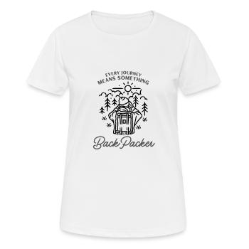 Chaque voyage signifie quelque chose Backpacker - T-shirt respirant Femme - blanc - Devant - AI Model Female 172 dark (172cm)
