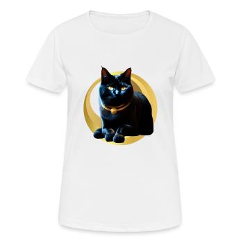 Chat noir collier doré - T-shirt respirant Femme - blanc - Devant - AI Model Female 172 dark (172cm)