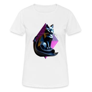 Black cat origami profile - Women's Breathable T-Shirt - white - Front - AI Model Female 172 dark (172cm)