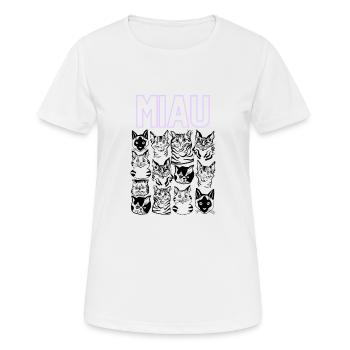 MIAU Katzen - Frauen T-Shirt atmungsaktiv - Weiß - Vorne - AI Model Female 172 dark (172cm)