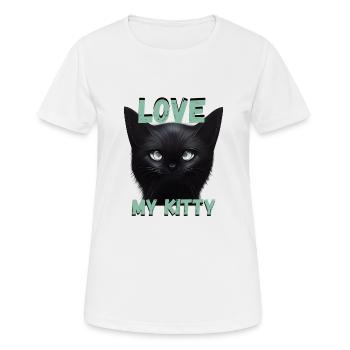Ich liebe mein Kitty Cat Design - Frauen T-Shirt atmungsaktiv - Weiß - Vorne - AI Model Female 172 dark (172cm)
