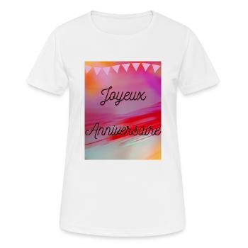 HAPPY BIRTHDAY,HAPPY BIRTHDAY,BIRTHDAY,BIRTHDAY - Women's Breathable T-Shirt - white - Front - AI Model Female 172 dark (172cm)