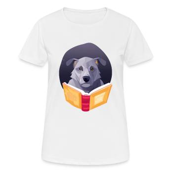 Lesen Hund Buch Leser Hunde Buchliebhaber Bücher - Frauen T-Shirt atmungsaktiv - Weiß - Vorne - AI Model Female 172 dark (172cm)