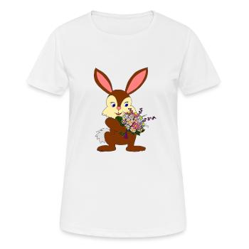 Lapin avec autruche - T-shirt respirant Femme - blanc - Devant - AI Model Female 172 dark (172cm)