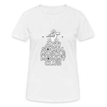 Anti Social Muscle Mommy Club - T-shirt respirant Femme - blanc - Devant - AI Model Female 172 dark (172cm)