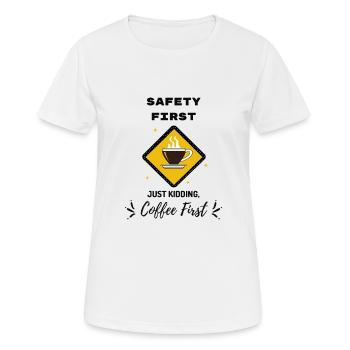 Sicherheit geht vor - Frauen T-Shirt atmungsaktiv - Weiß - Vorne - AI Model Female 172 dark (172cm)