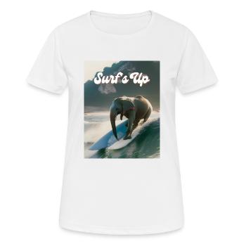 Surfen ist angesagt - Frauen T-Shirt atmungsaktiv - Weiß - Vorne - AI Model Female 172 dark (172cm)