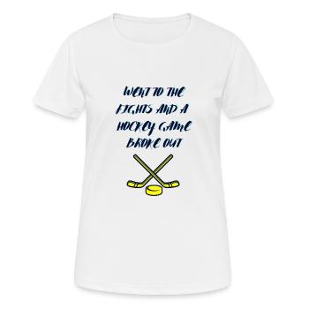 Je suis allé aux bagarres et une partie de hockey a éclaté - T-shirt respirant Femme - blanc - Devant - AI Model Female 172 dark (172cm)