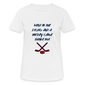 Je suis allé aux bagarres et une partie de hockey a éclaté - T-shirt respirant Femme - blanc - Devant - AI Model Female 172 dark (172cm)