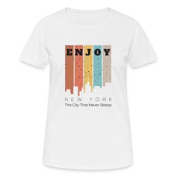 New York The City That Never Sleeps - Frauen T-Shirt atmungsaktiv - Weiß - Vorne - AI Model Female 172 dark (172cm)