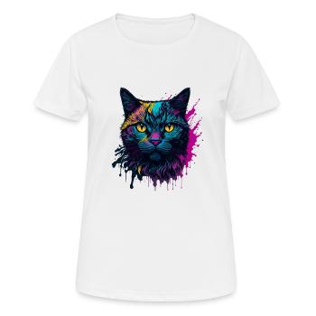Coloré Trendy Splash Art Cat Design - T-shirt respirant Femme - blanc - Devant - AI Model Female 172 dark (172cm)