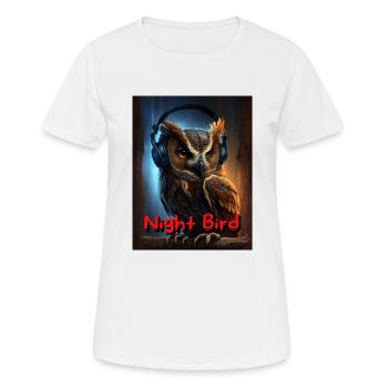 Nachteule mit Kopfhörer - Frauen T-Shirt atmungsaktiv - Weiß - Vorne - AI Model Female 172 dark (172cm)
