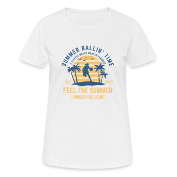 Basketball girl playing at the beach during sunset - Women's Breathable T-Shirt - white - Front - AI Model Female 172 dark (172cm)