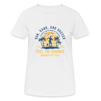Soccer girl playing at the beach during sunset - Women's Breathable T-Shirt - white - Front - AI Model Female 172 dark (172cm)