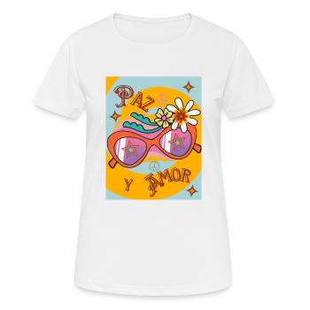 PAIX ET AMOUR RÉTRO - T-shirt respirant Femme - blanc - Devant - AI Model Female 172 dark (172cm)