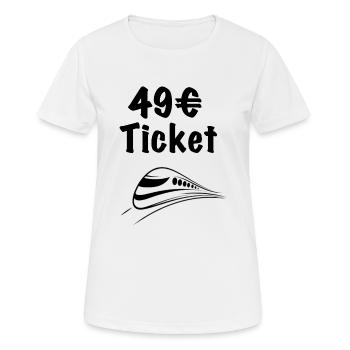49 ticket bzw Deutschlandticket - Frauen T-Shirt atmungsaktiv - Weiß - Vorne - AI Model Female 172 dark (172cm)
