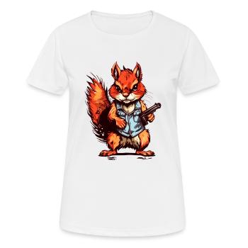 Eichhörnchen als bewaffneter Söldner - Frauen T-Shirt atmungsaktiv - Weiß - Vorne - AI Model Female 172 dark (172cm)