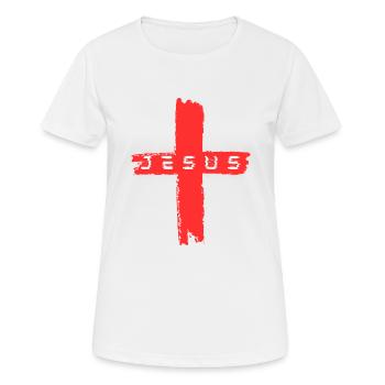 Croix de Jésus - T-shirt respirant Femme - blanc - Devant - AI Model Female 172 dark (172cm)