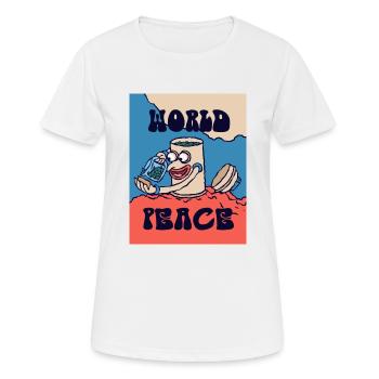 420 Weltfriedens-Morgentee - Frauen T-Shirt atmungsaktiv - Weiß - Vorne - AI Model Female 172 dark (172cm)