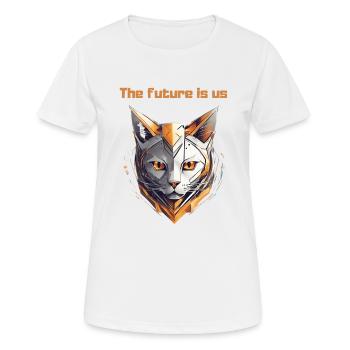 Katze der Zukunft - Frauen T-Shirt atmungsaktiv - Weiß - Vorne - AI Model Female 172 dark (172cm)