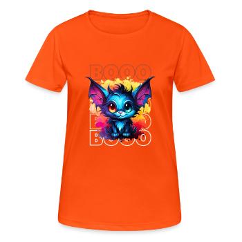 Chibi Swoop & Booo! T-shirt flottant de nuit ! - T-shirt respirant Femme - orange néon - Devant - AI Model Female 172 dark (172cm)