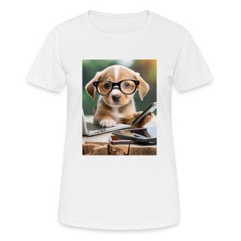 chien à lunettes - T-shirt respirant Femme - blanc - Devant - AI Model Female 172 dark (172cm)