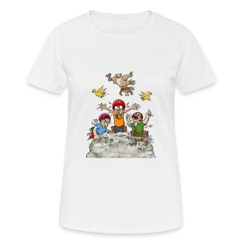 Climbing scene - Women's Breathable T-Shirt - white - Front - AI Model Female 172 dark (172cm)