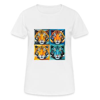 Tigre d’illusion d’optique : un op art et l’Art nouveau - T-shirt respirant Femme - blanc - Devant - AI Model Female 172 dark (172cm)